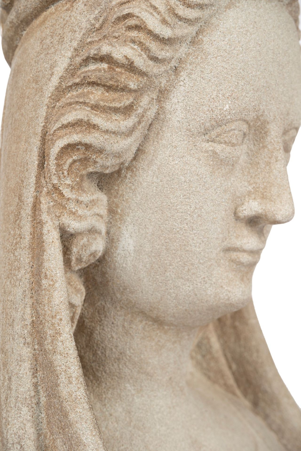 French school - Sandstone sculpture depicting a bust of the crowned Madonna - Bild 6 aus 6
