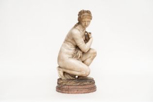 White marble sculpture depicting crouching Venus, 17th century