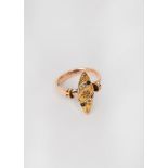 9k rose gold ring with collins and semiprecious stones, 20th century