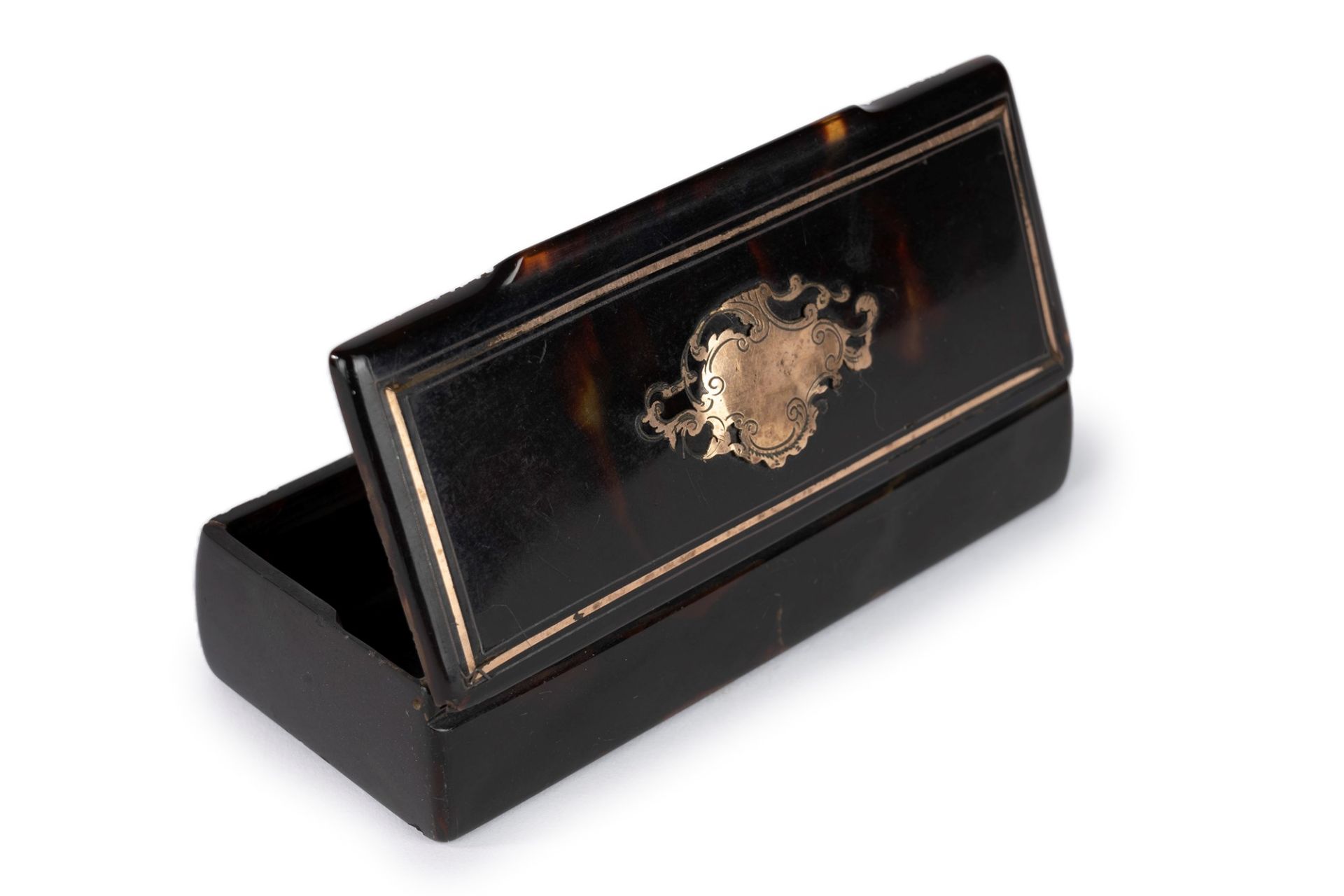Lot consisting of a small wooden and mother-of-pearl box and another black one, 19th century - Image 4 of 8