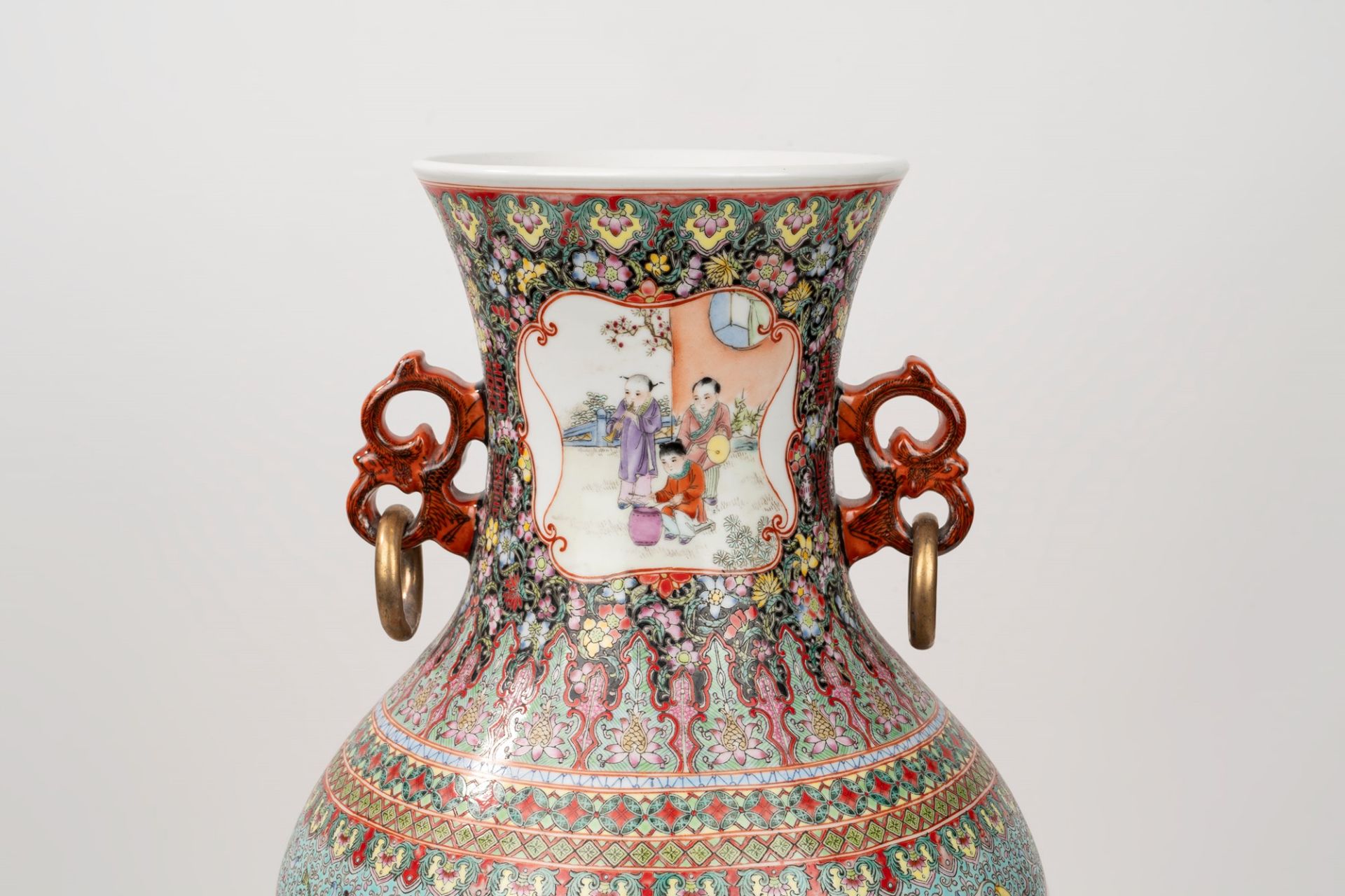 Polychrome porcelain vase, China, 20th century - Image 5 of 6