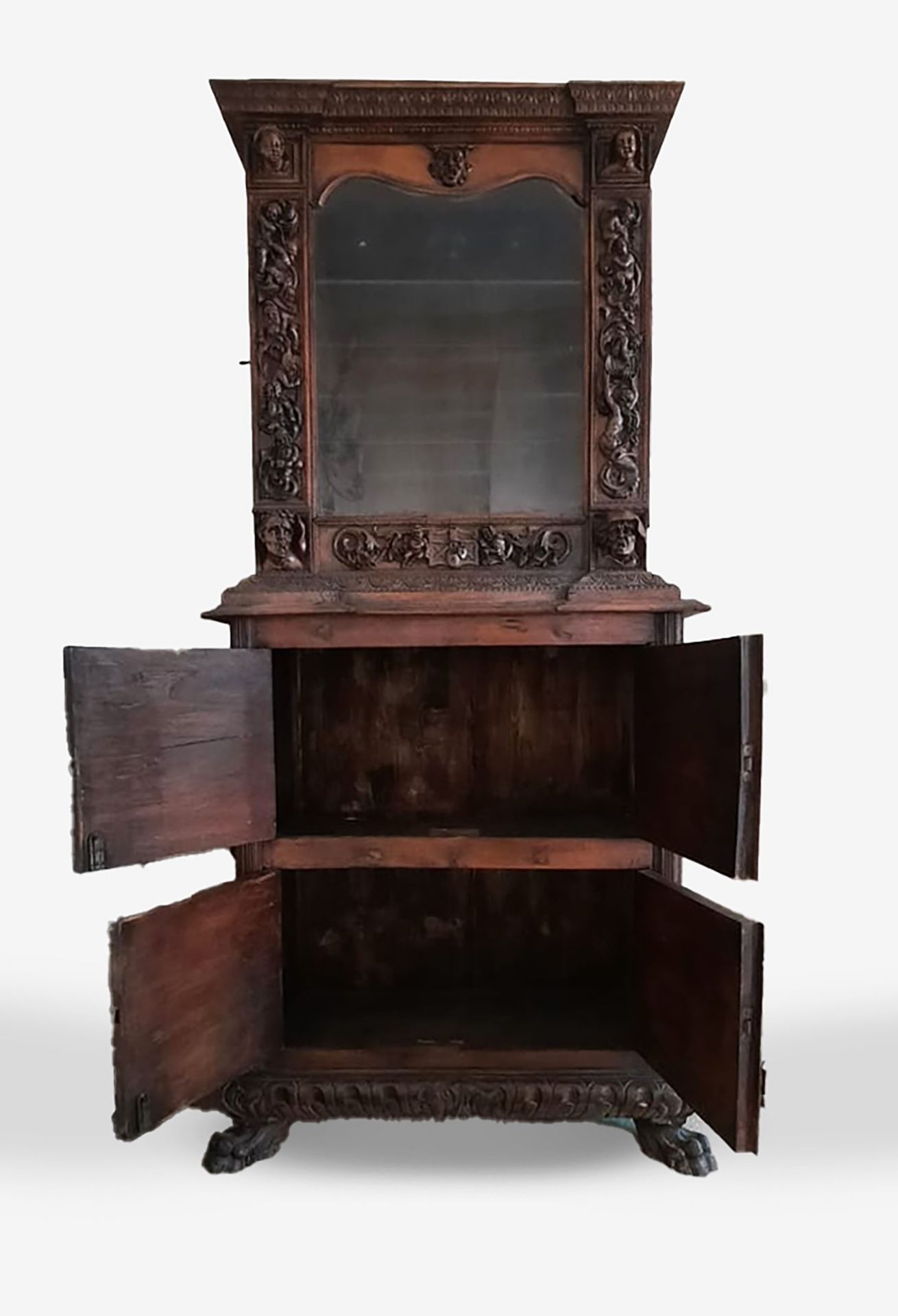Two-parts cabinet, with Renaissance style display case, 19th century - Image 2 of 2