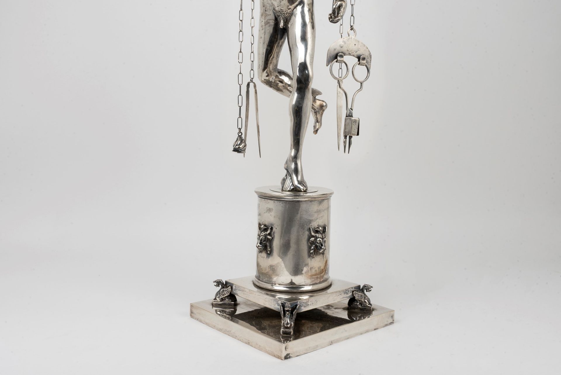 Roman silver oil lamp representing Mercury, by Giambologna, 20th century - Image 5 of 6