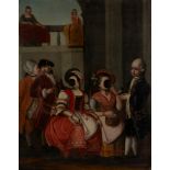 Venetian school, XVIII century - Interior scene with masked characters