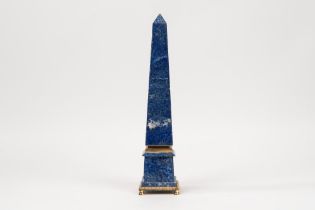 Obelisk in lapis lazuli and gilded bronze, 20th century