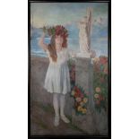 Silvio Barbieri (Massenzatico 1896-Parma 1973) - Little girl with flower wreath on a terrace