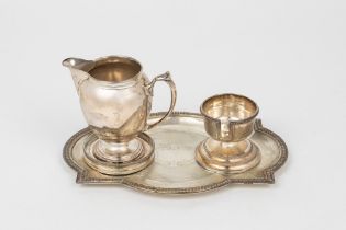 Small silver tray with cup holder and milk jug, Spain, 19th-20th centuries