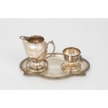 Small silver tray with cup holder and milk jug, Spain, 19th-20th centuries