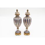 Pair of polychrome porcelain vases, Sevres manufacture, late 19th century - early 20th century