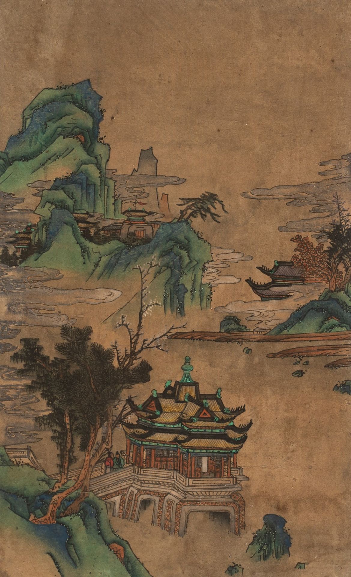 Two prints depicting landscapes with castles, China, 19th century - Image 2 of 2