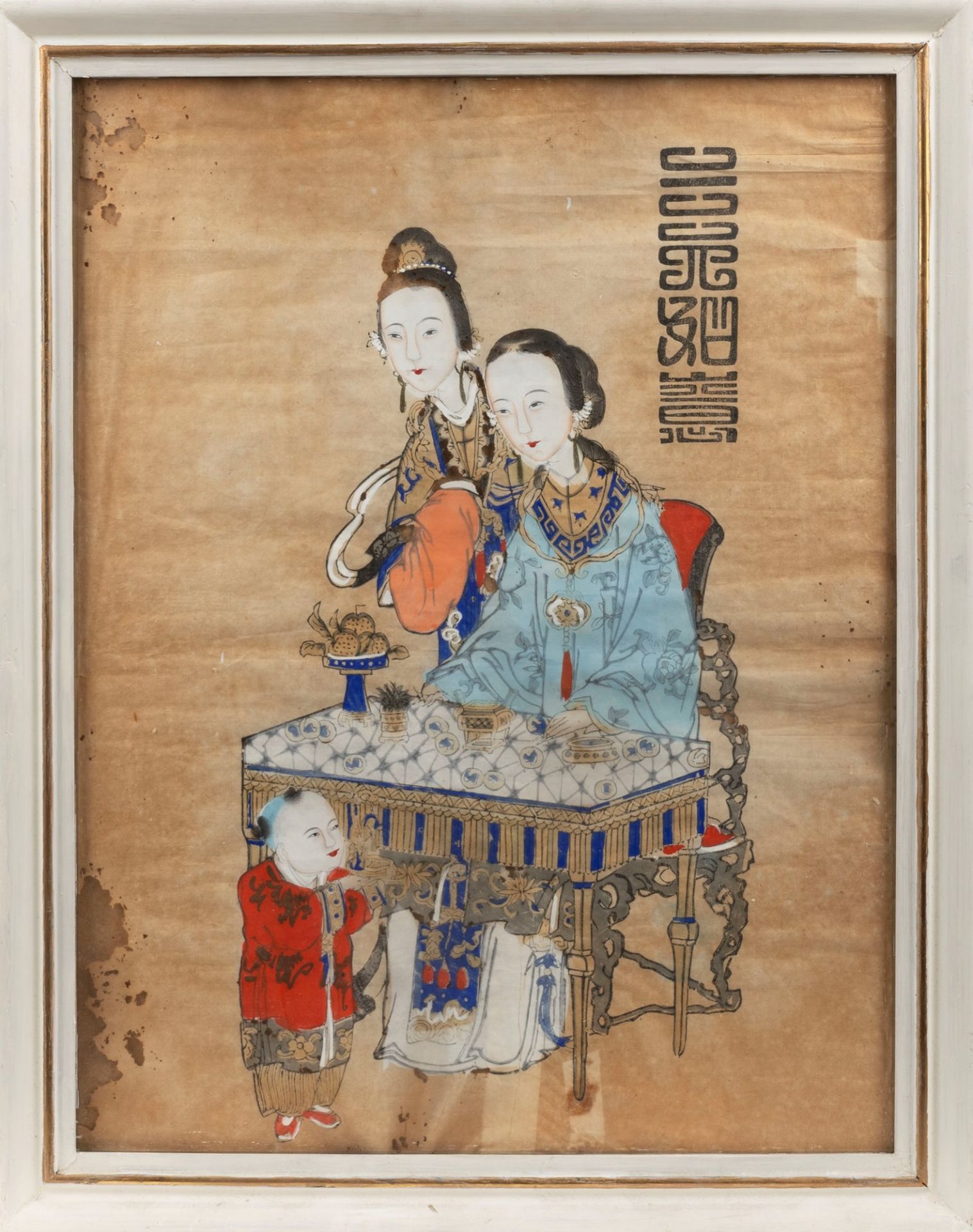 Print depicting two women and a child, China, 19th century - Bild 2 aus 3
