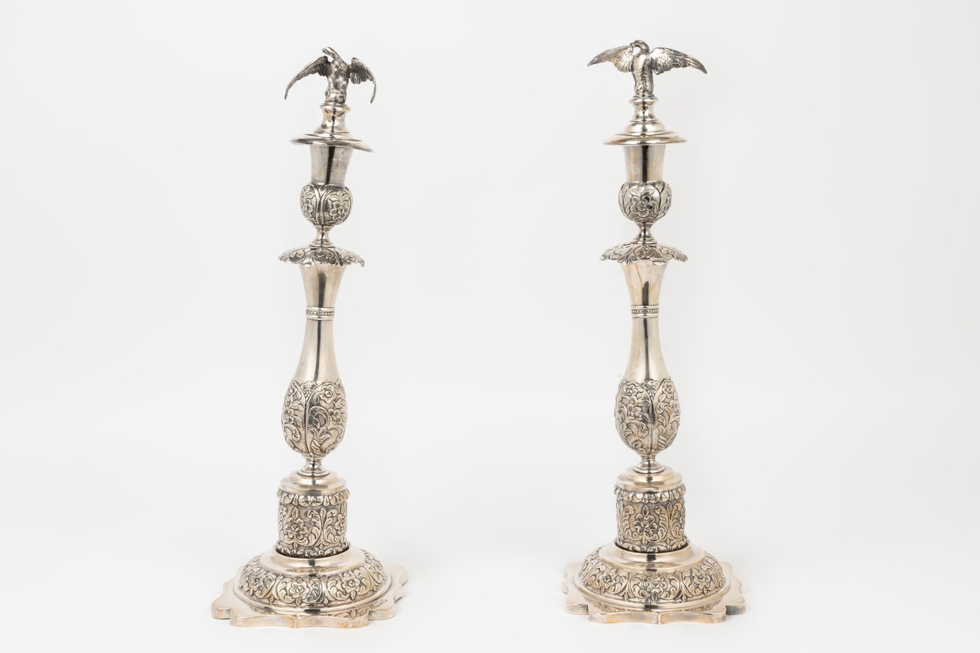 Pair of silver candlesticks, Russia 1862