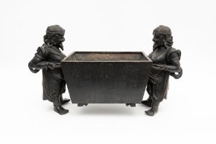 Bronze planter with two male figures on the sides, China, 20th century