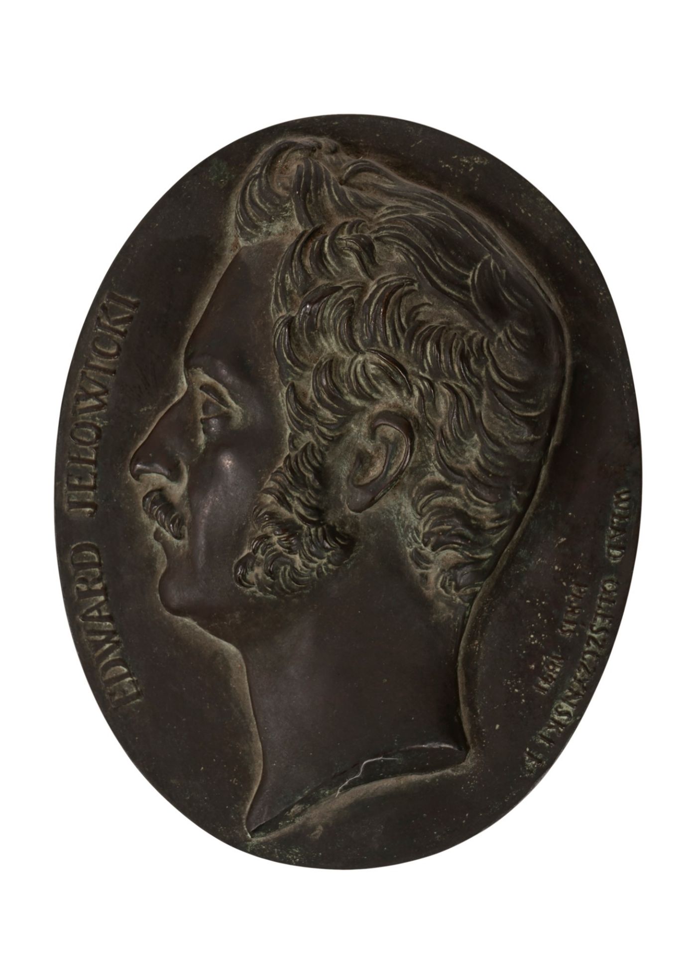 Italian school, XIX century - Bronze bas-relief depicting a portrait of a man in profile, 19th centu