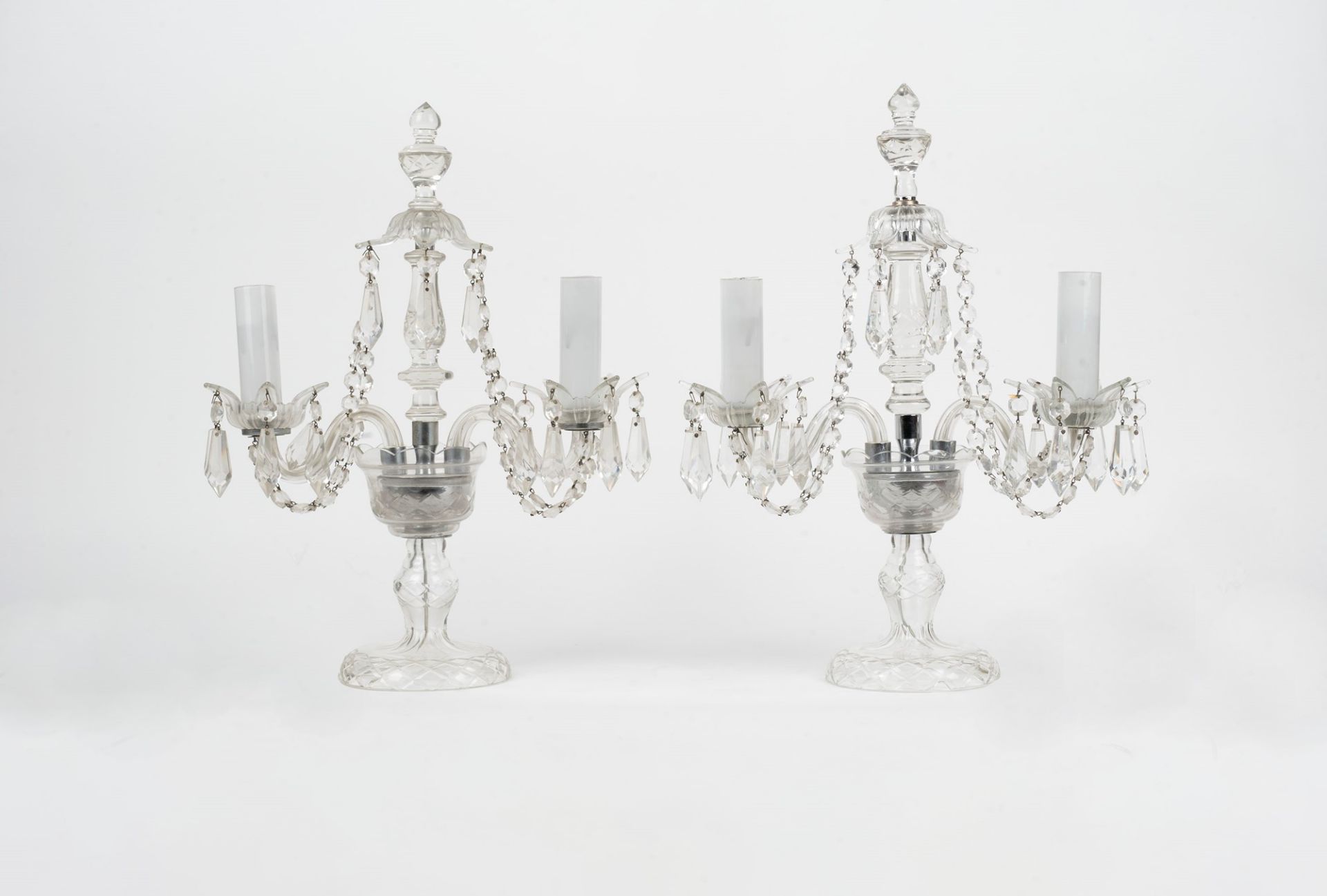 Pair of crystal girandoles 20th century