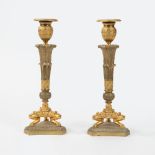Pair of gilded bronze candlesticks, France, 19th century