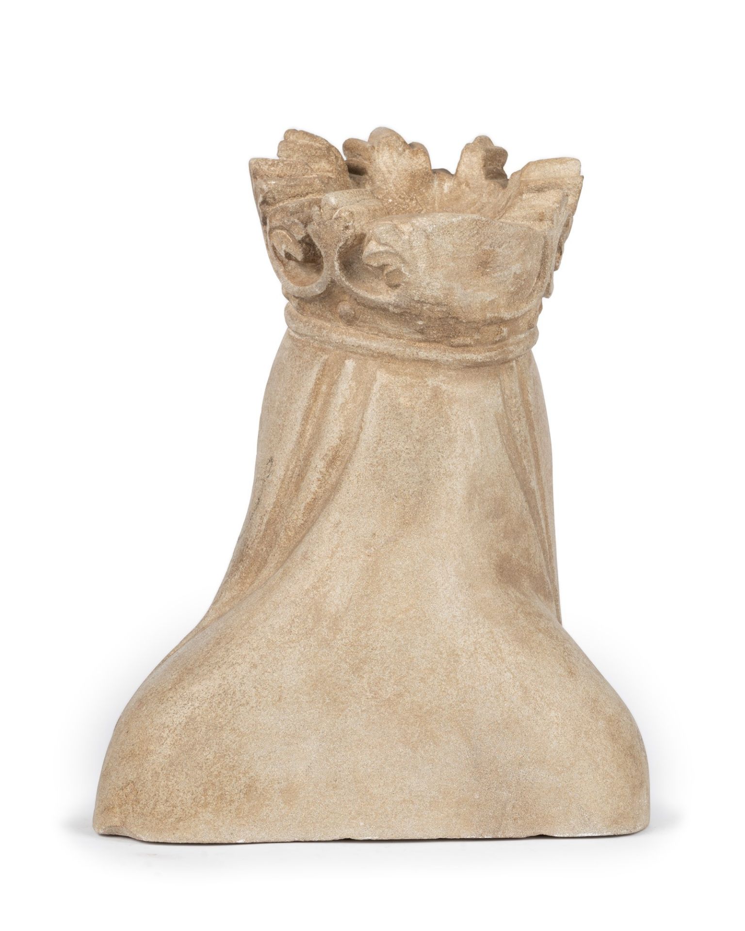 French school - Sandstone sculpture depicting a bust of the crowned Madonna - Bild 2 aus 6
