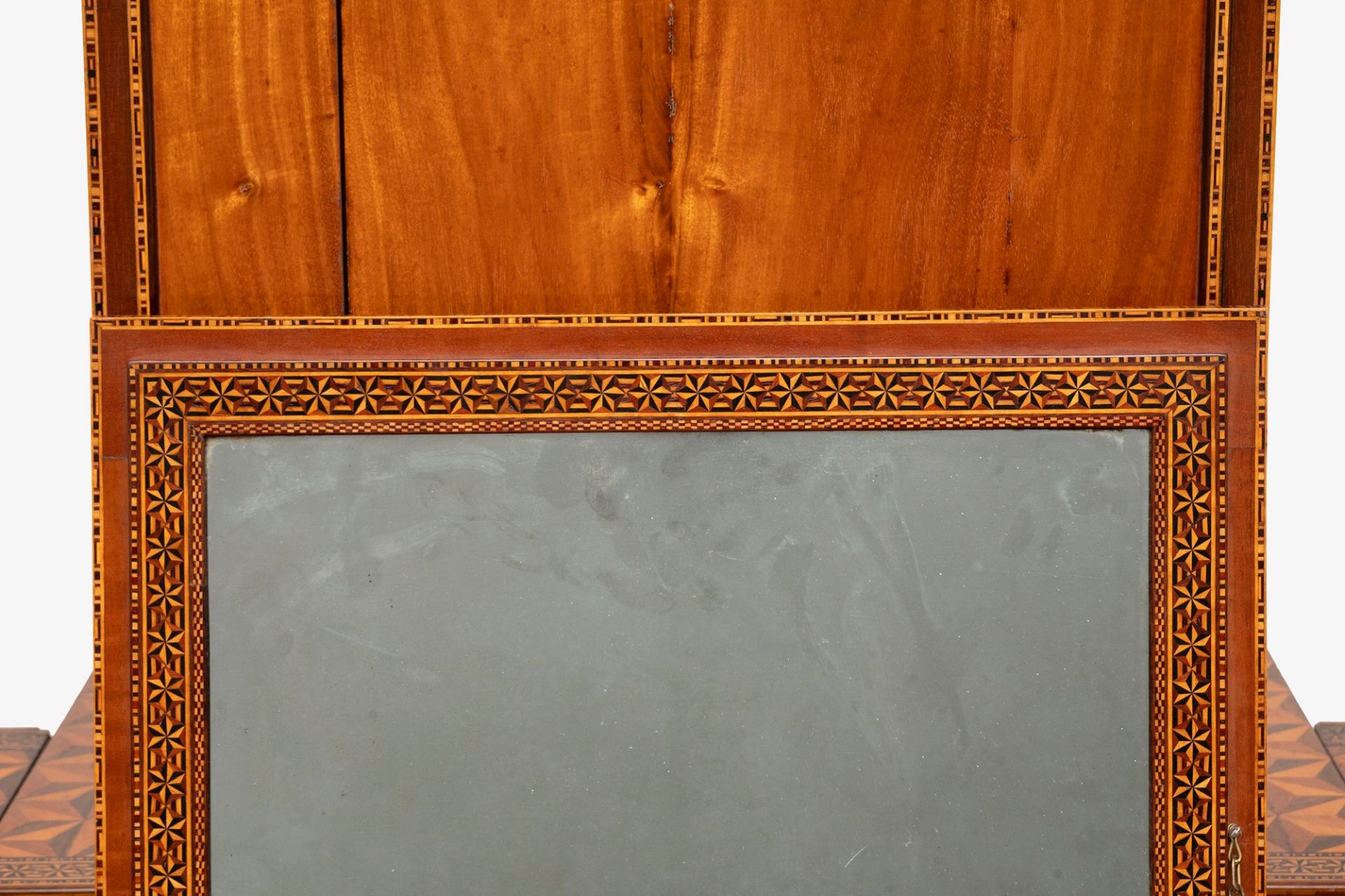 Exceptional Louis XVI center desk inlaid in various essences with geometric motifs, Northern Italy, - Image 11 of 22