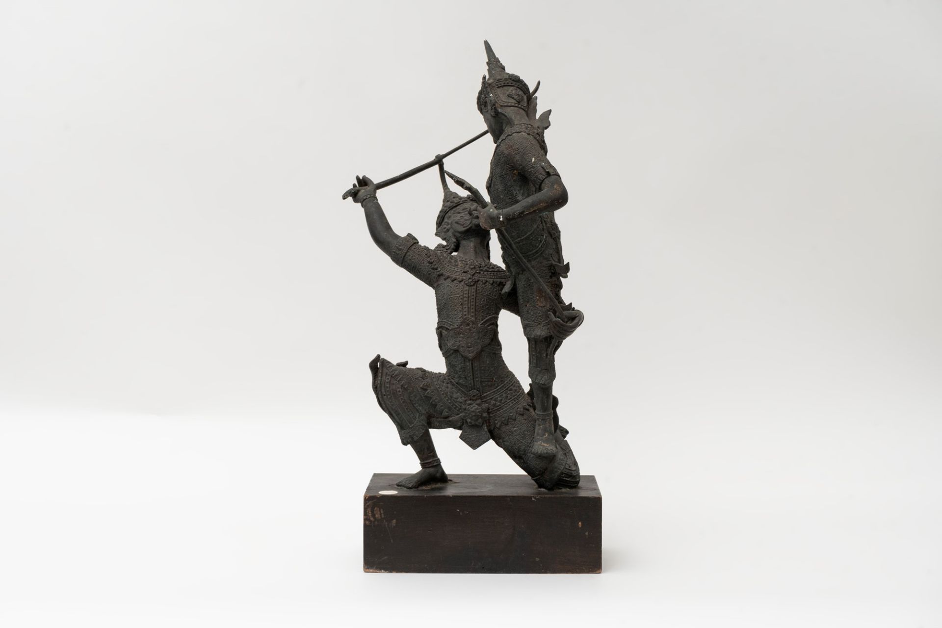 Bronze sculpture group depicting warriors, Burma 20th century