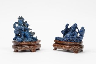 Pair of small lapis lazuli sculptures, China, 20th century