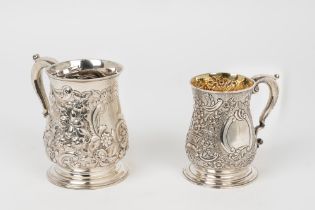 Two silver tankards, London, England, 18th century