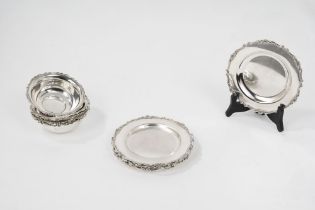 Lot consisting of six saucers and six silver bowls, 20th century