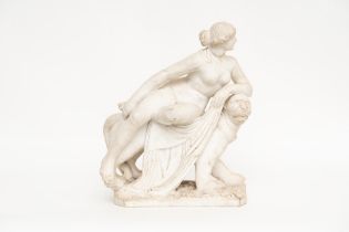 German school, XIX century - Marble sculpture depicting Ariadne on the panther