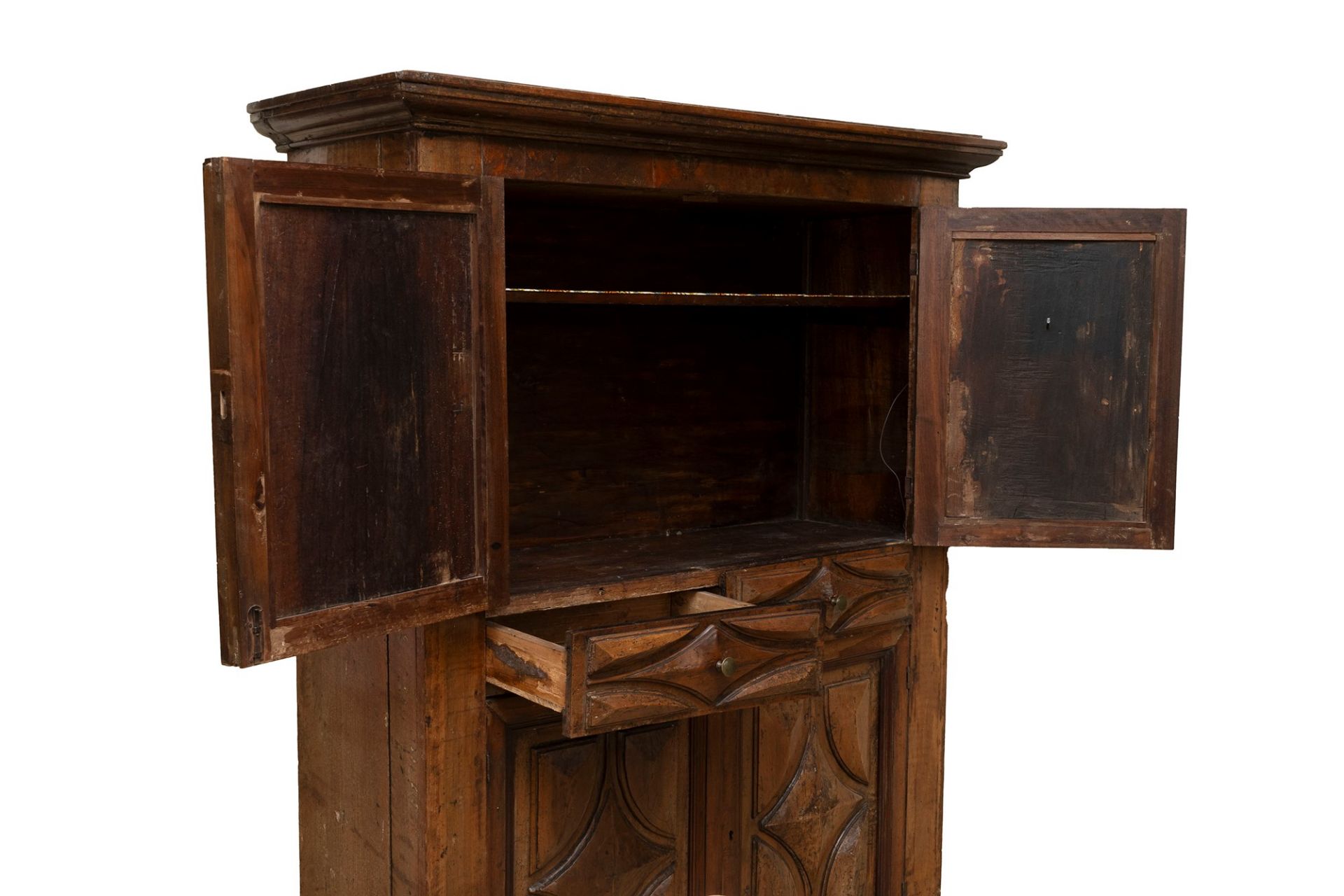 Wooden wardrobe with rhomboidal elements in seventeenth-century style - Image 3 of 3