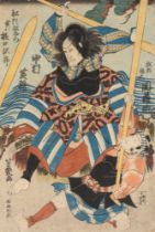 Lot consisting of two woodcuts depicting battle scenes, Japan, Edo period