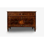 Beautiful Louis XVI commode elegantly inlaid in various woods, Lombardy 18th century