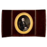 Miniature depicting a seated gentleman, within a case, 19th century