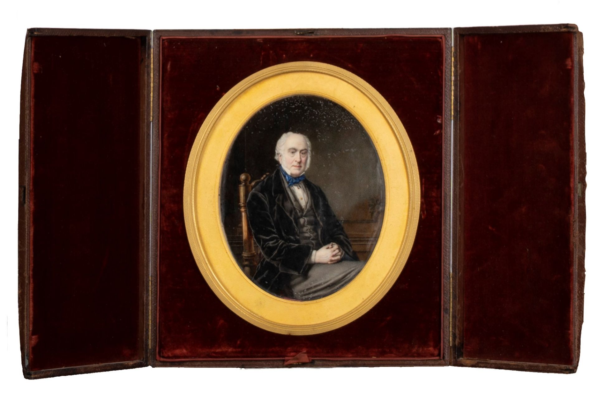 Miniature depicting a seated gentleman, within a case, 19th century
