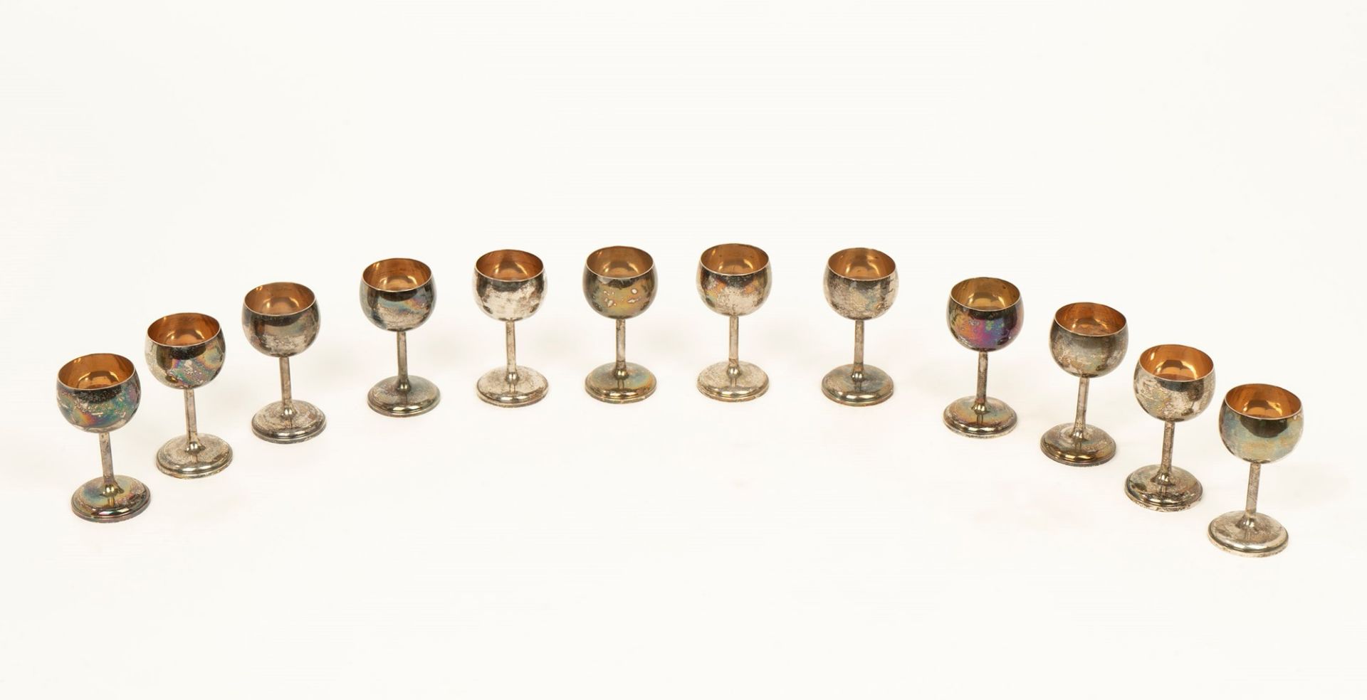 Twelve silver glasses, 20th century