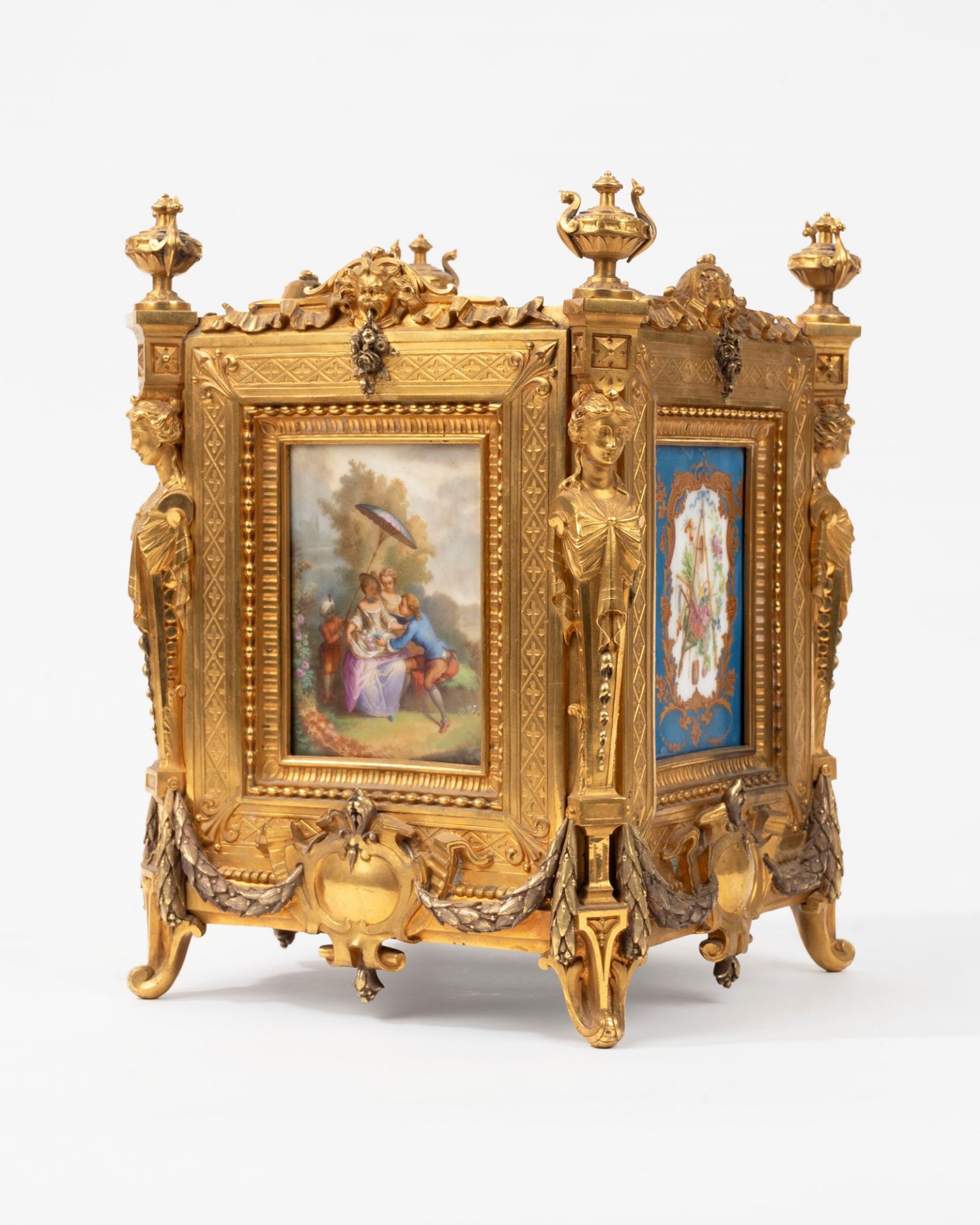 Important Napoleon III jardinier in gilded bronze and porcelain, France, 19th century - Image 3 of 7