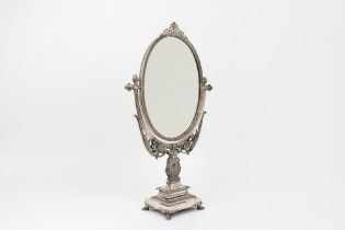 Silver dressing table with mirror, silversmith Fassi Arno Milan