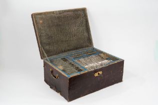 Silver cutlery service in a leather case, Naples, 19th century