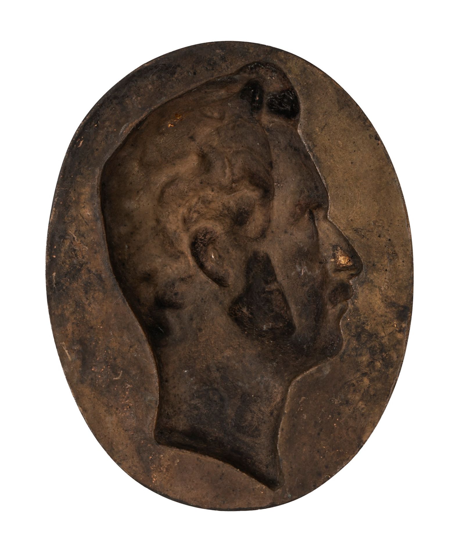 Italian school, XIX century - Bronze bas-relief depicting a portrait of a man in profile, 19th centu - Image 2 of 2