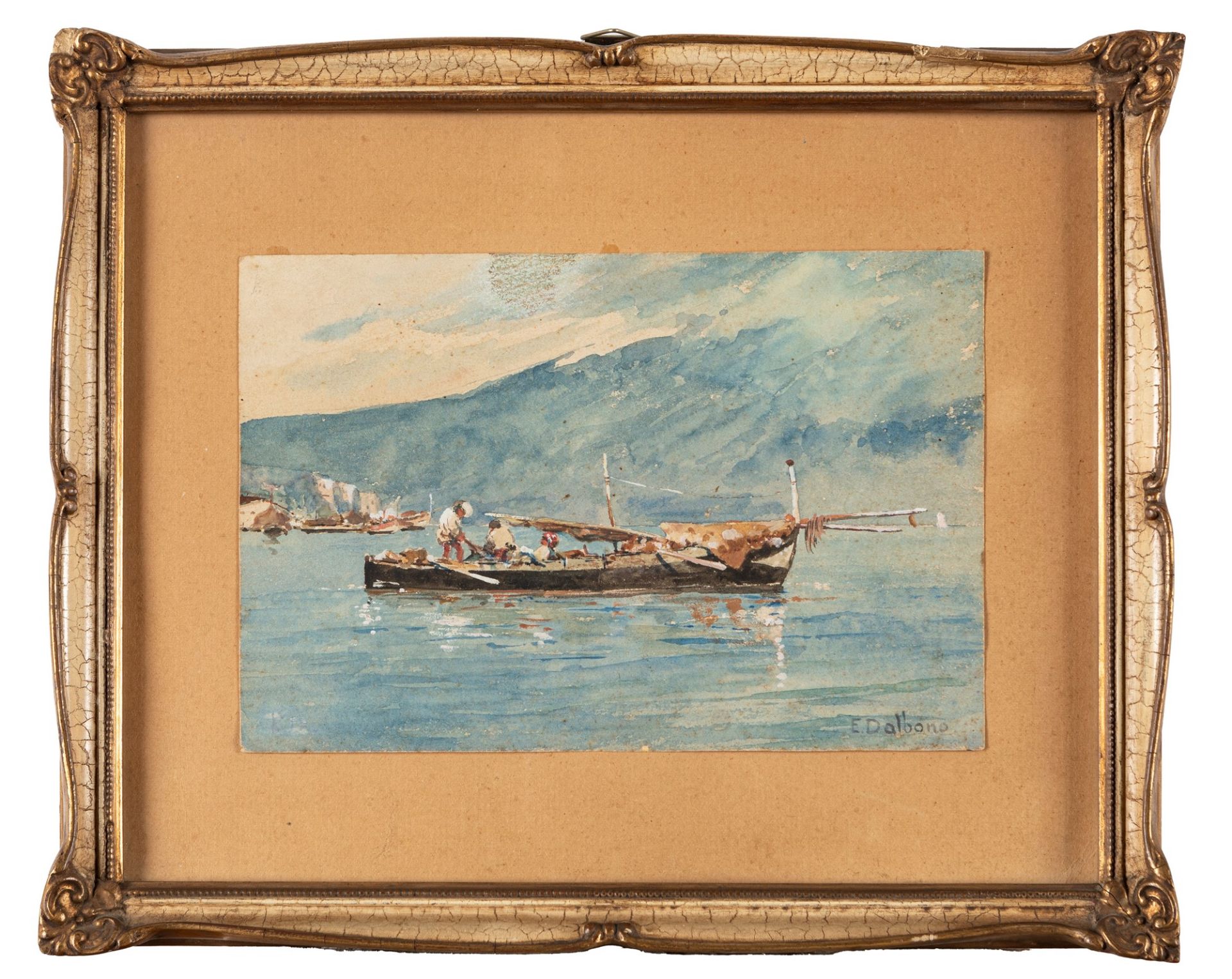 Edoardo Dalbono (Napoli 1841-1915) - Gulf with fishermen - Image 2 of 2