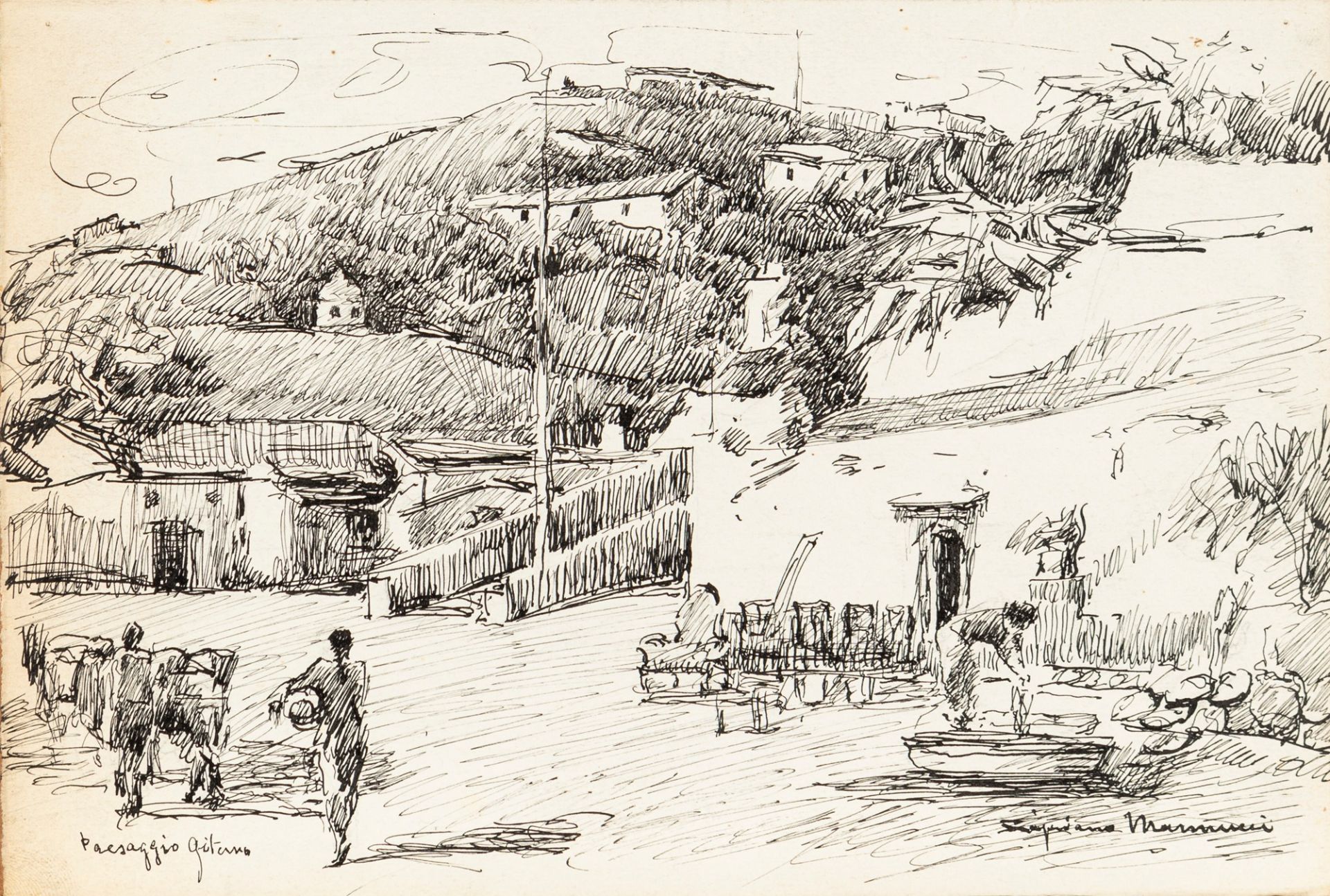 Cipriano Mannucci (Nizza 1882-Firenze 1970) - La Queba - Gypsy landscape
