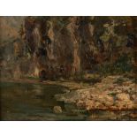 Attribuito a Ermenegildo Agazzi (Mapello 1866-Bergamo 1945) - Lake landscape