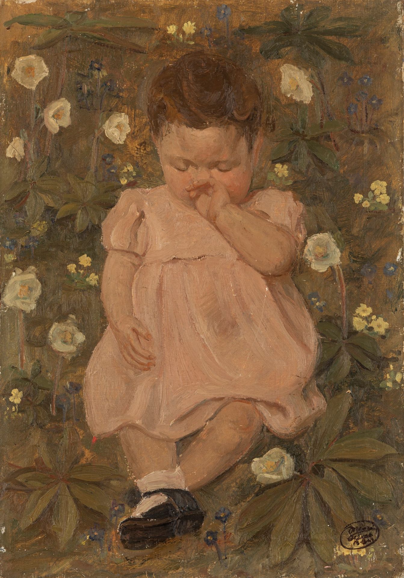 Artista lombardo, secolo XX - Little girl on the lawn, 1943