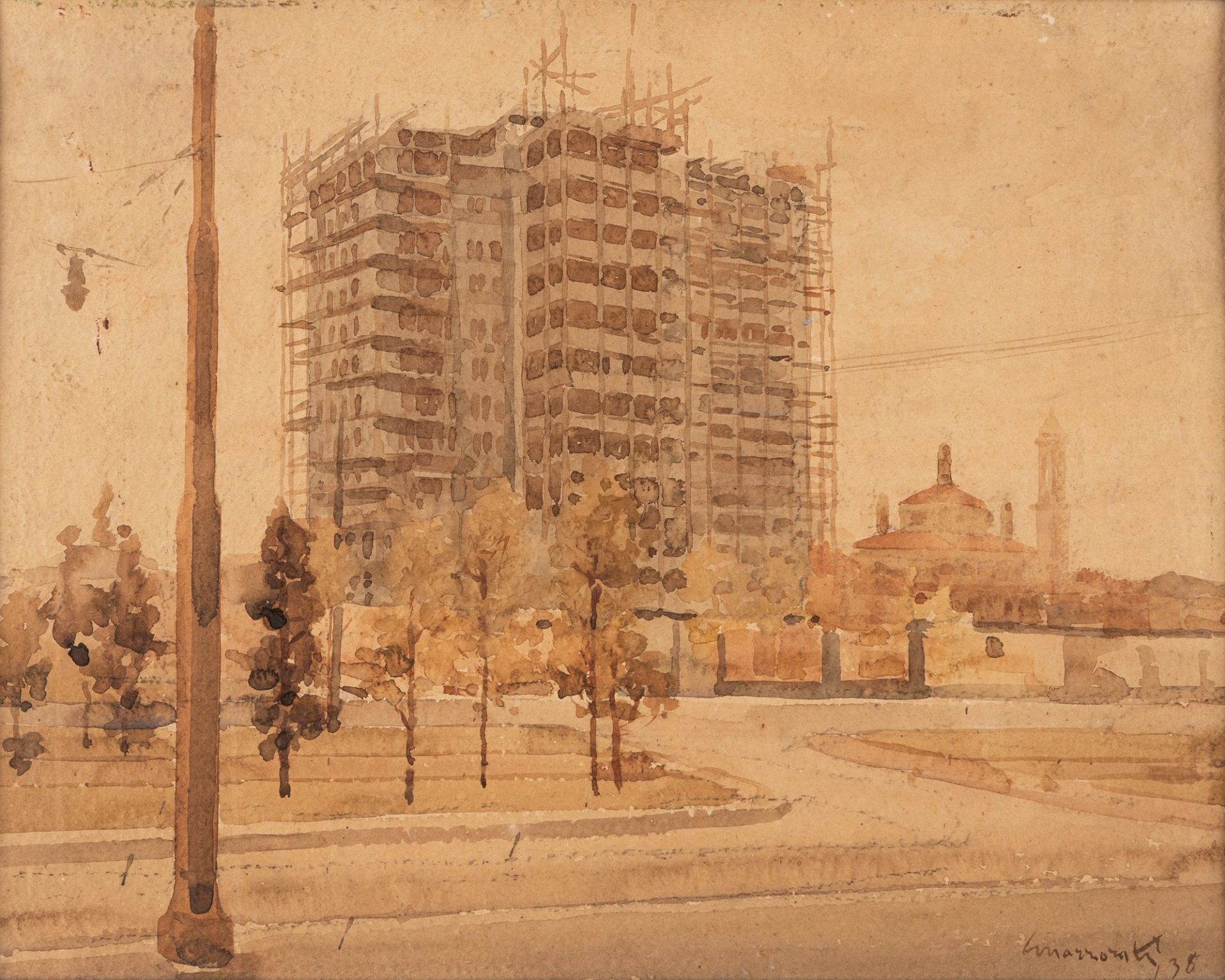 Carlo Marzorati (Milano 1894-Roma 1958) - View of Milan, 1938