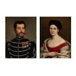 Enrico Bartolomei (Foligno 1815-Roma 1901) - Portrait of Cavaliere Cesare Regazzoni and Portrait of