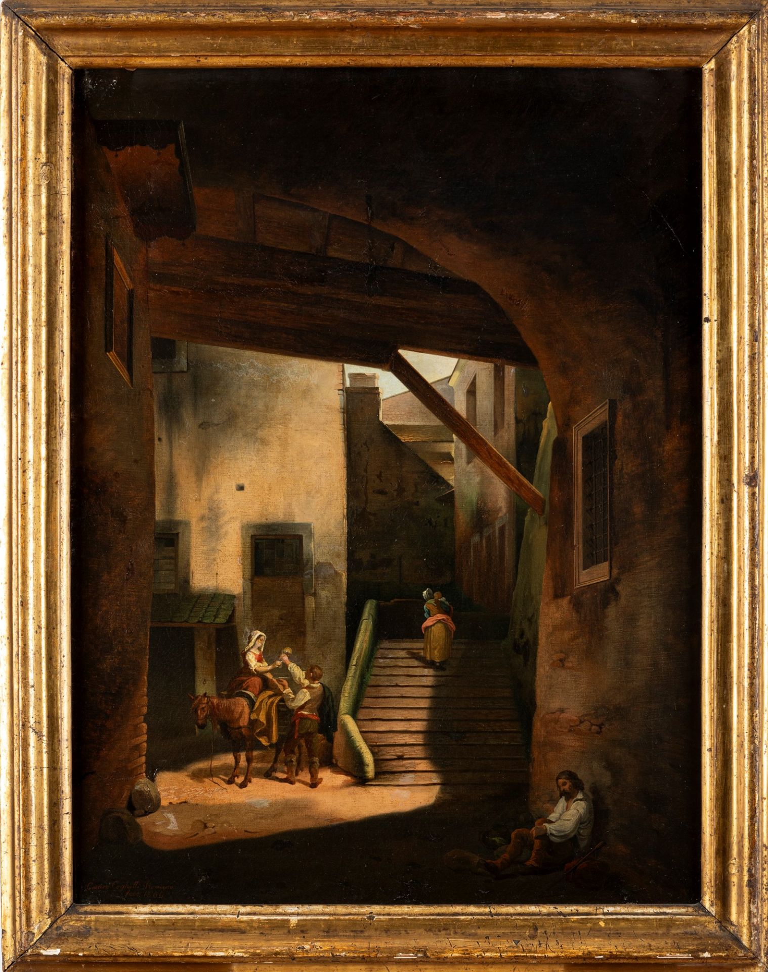 Cesare Coghetti (Bergamo, attivo tra il 1859 e il 1881) - Popular scene, 1864 - Image 2 of 3