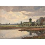 Camillo Merlo (Torino 1856-1931) - Lake landscape, 1912
