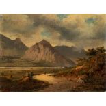 Scuola del secolo XIX - Landscape with wanderer
