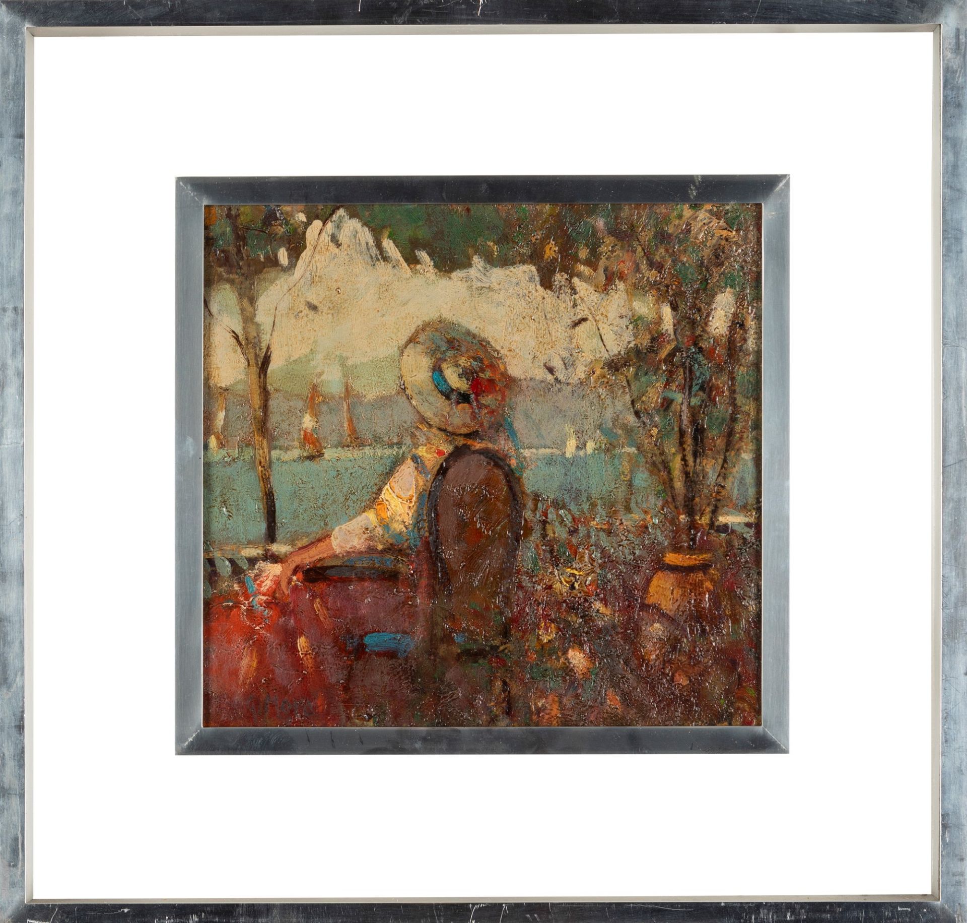 Gino Moro (Milano 1901-1976) - Looking at the lake - Image 2 of 3