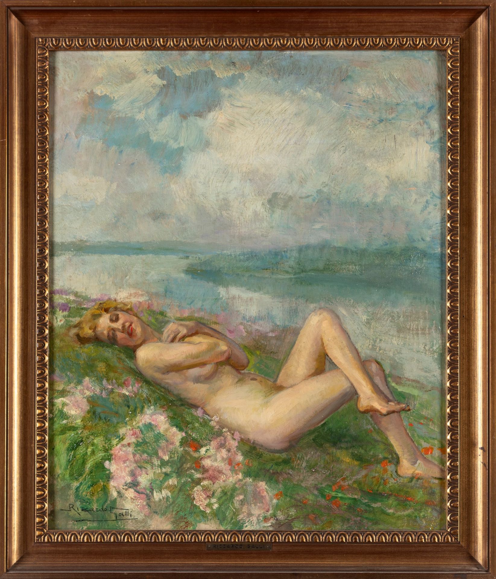 Riccardo Galli (Milano 1869-1944) - Spring dream (Lago di Como, Female nude) - Image 2 of 3