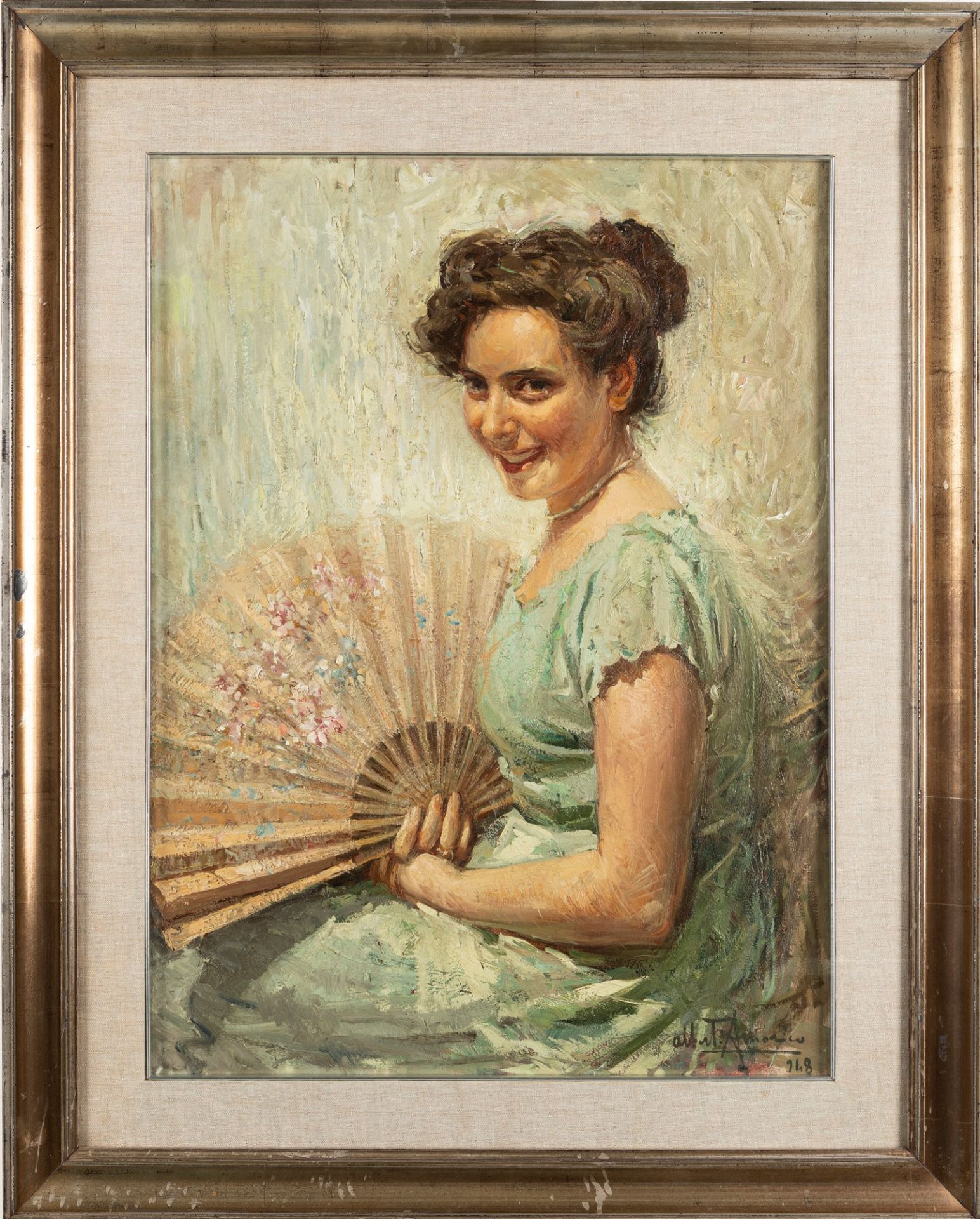 Alberto Amorico (Foggia 1906-Rho 1983) - Girl with fan, 1948 - Image 2 of 5