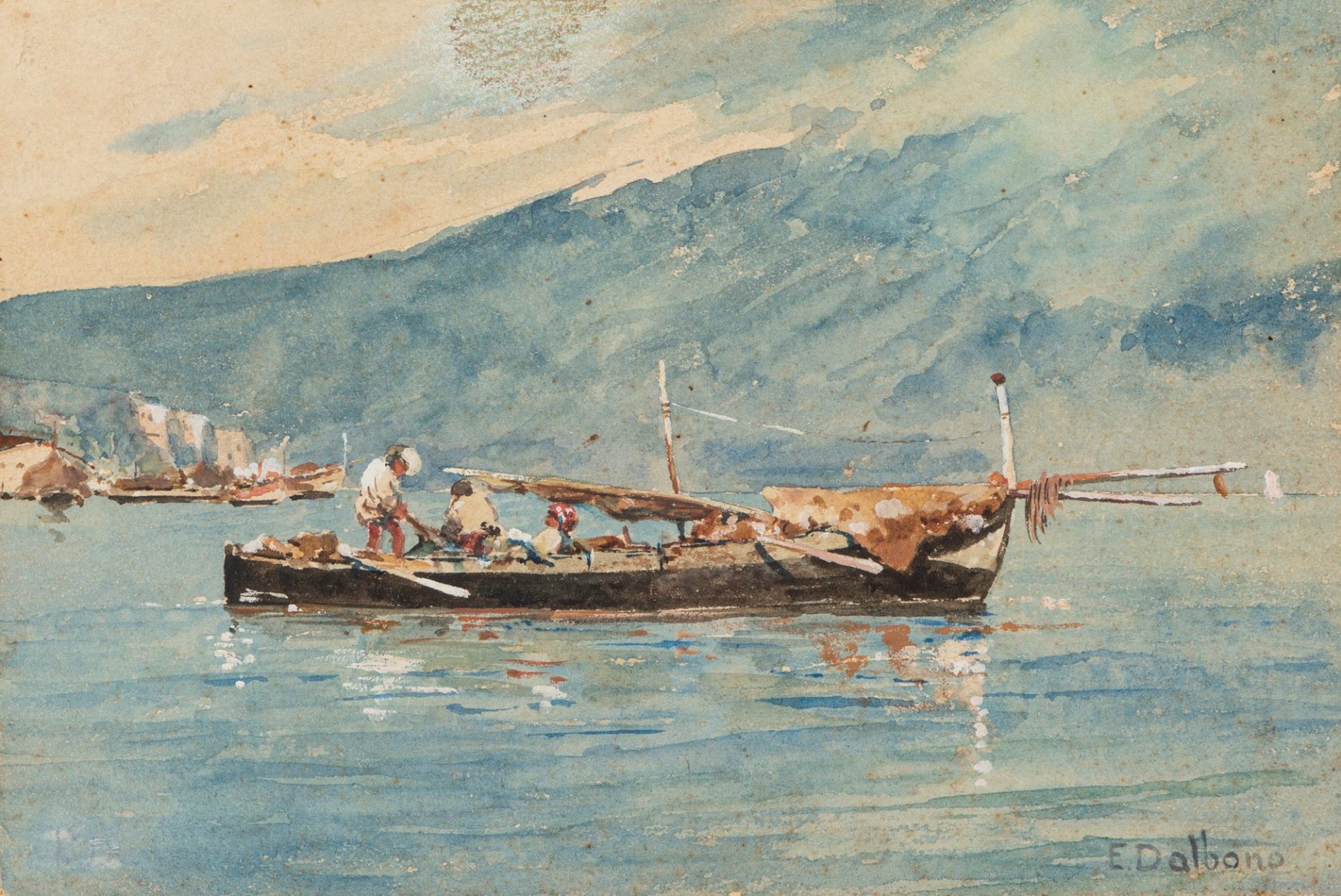 Edoardo Dalbono (Napoli 1841-1915) - Gulf with fishermen
